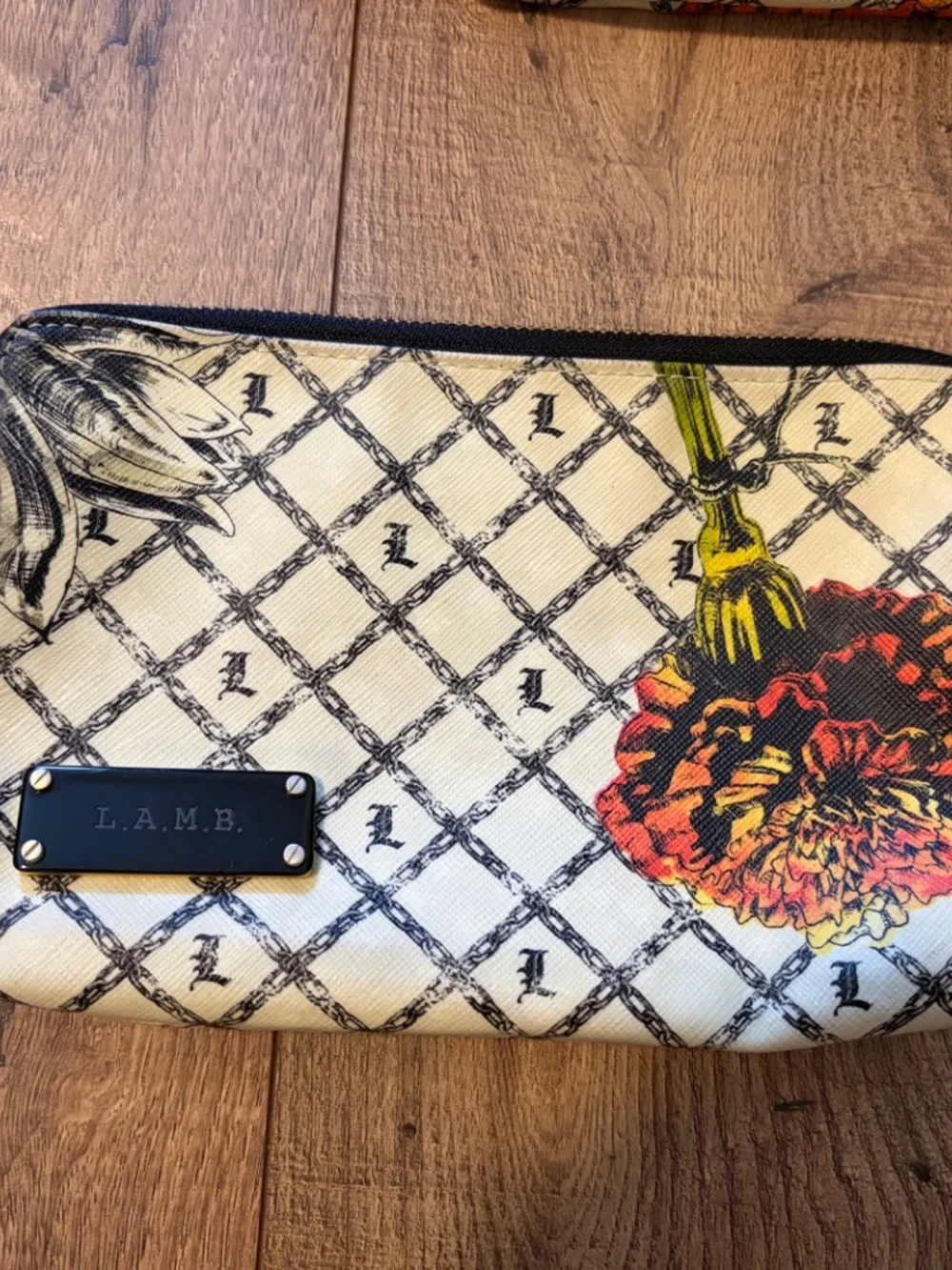 L.A.M.B. Gwen Stefani Vintage Floral Marigold Set Tote Wallet Cosmetic Bag